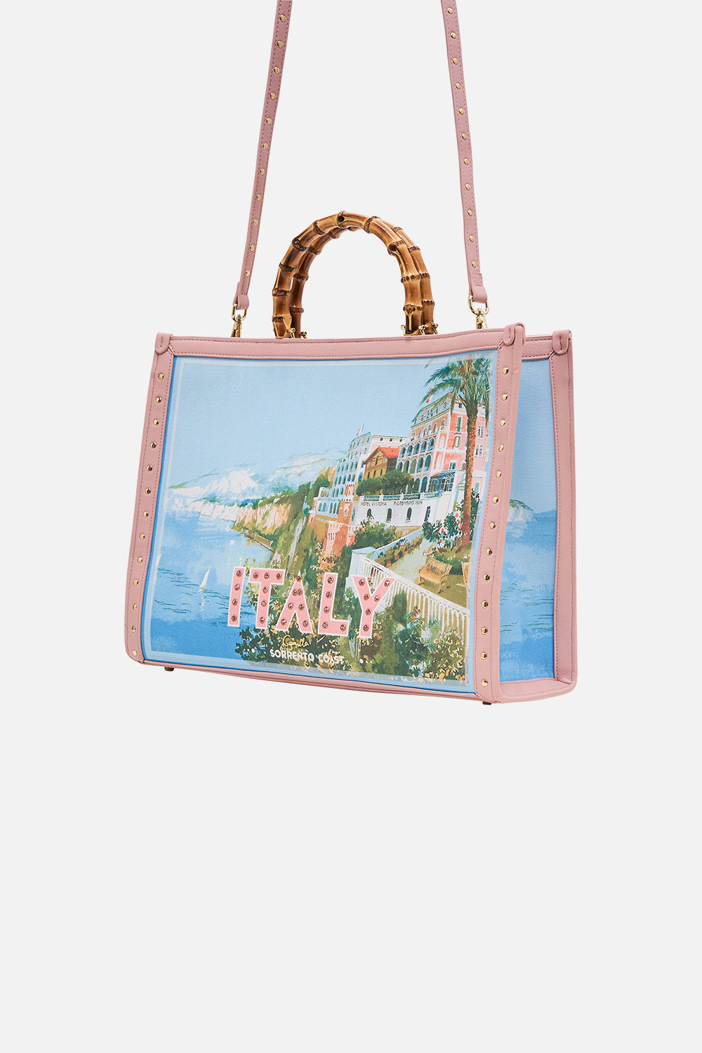 Product view of CAMILLA designer tote bag in From Soreento With Love print