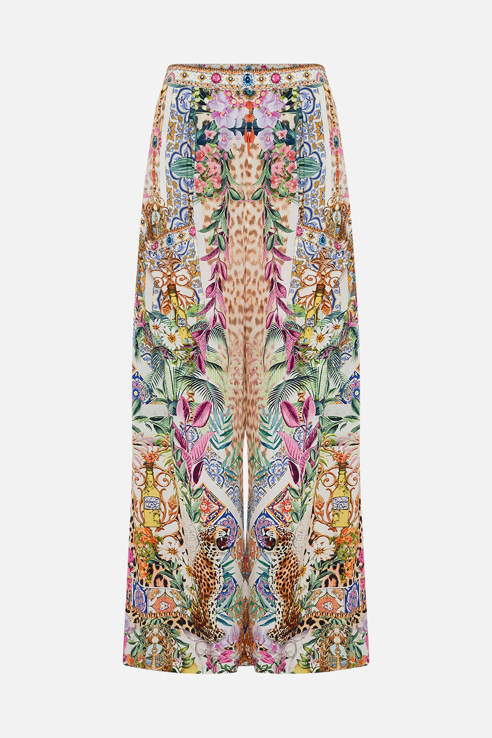 Product view of CAMILLA floral silk pants in Flowers Of Neptune print