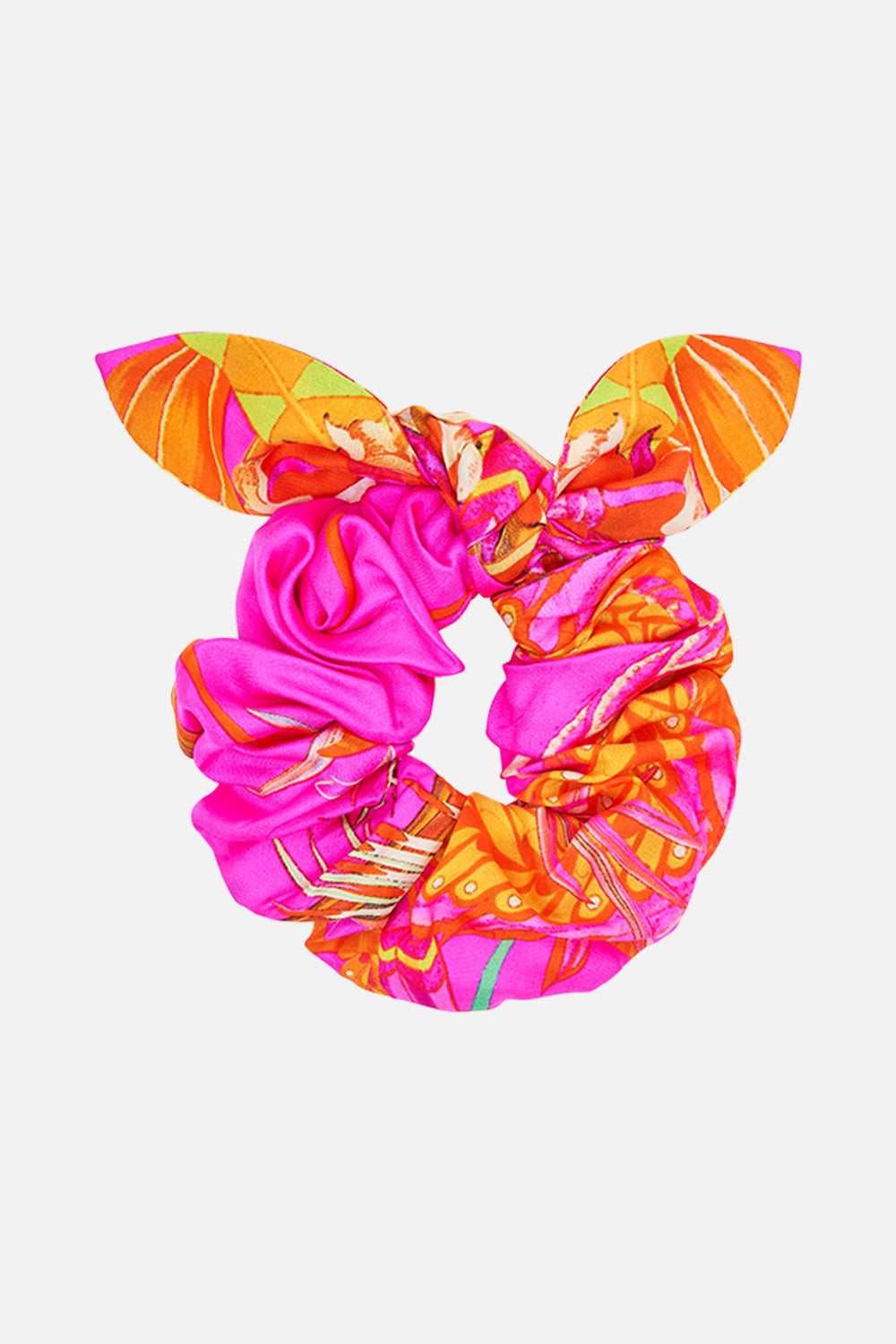 CAMILLA designer silk scrunchie in a Heart that Flutters Print