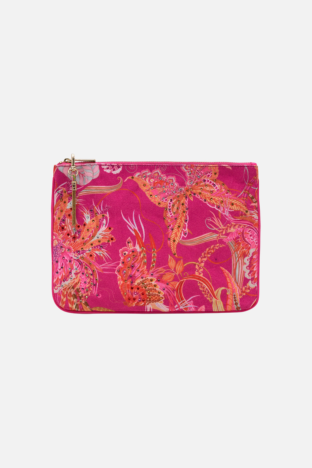 CAMILLA pink clutch bag in A Heart That Flutters