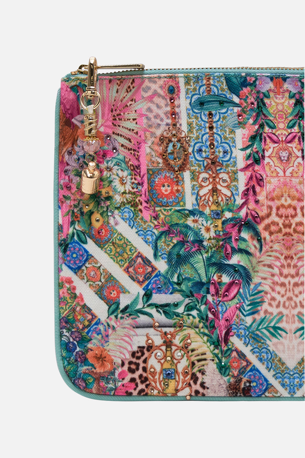 Product view of CAMILLA coin and phone purse in Cosmic Tuscan print