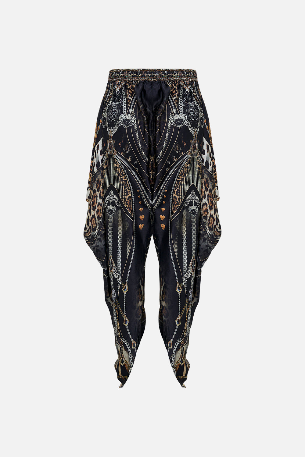 Back product view of CAMILLA drapey silk pants in Chaos In The Cosmos animal print