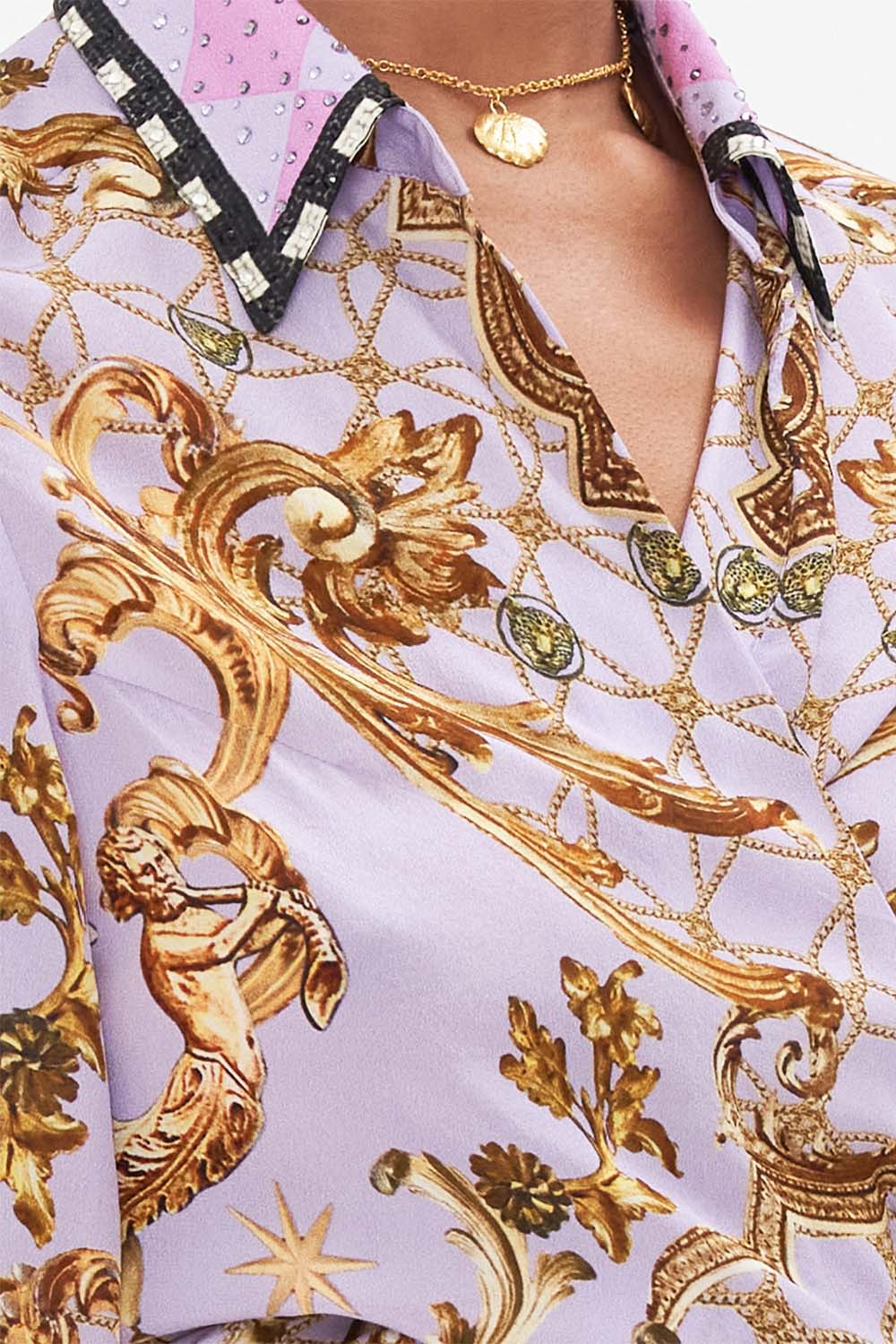 CROPPED WRAP SHIRT LAVENDER EVER AFTER