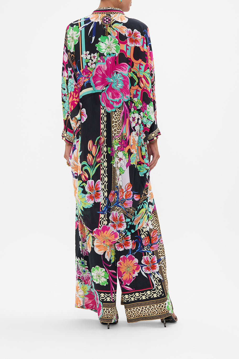 BUTTON UP TOP WITH DRAPED BACK PRINTED PRIMA VERA