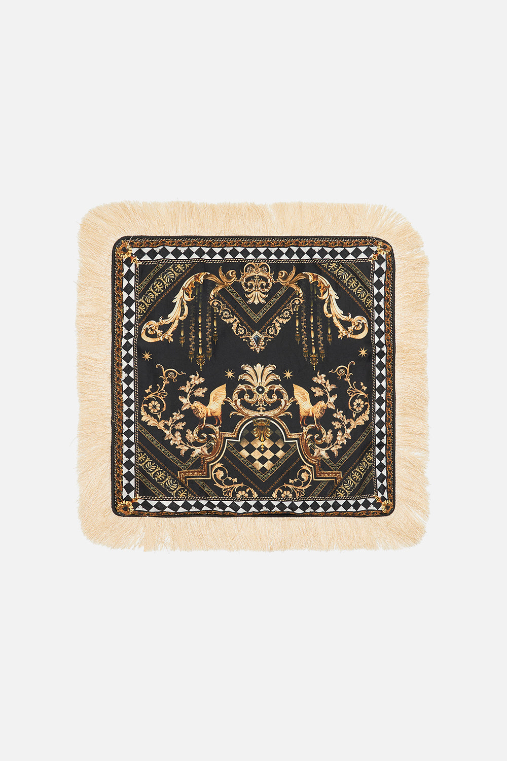 Product view of VILLA CAMILLA home small silk square cushion in Duomo Dynasty print