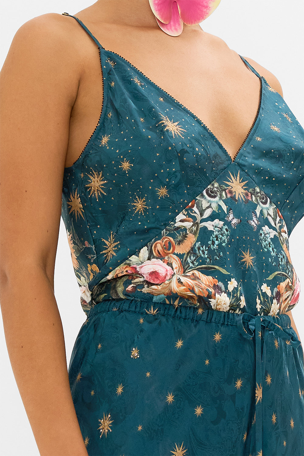 CAMILLA silk cami in She Whie Wears The Crown print