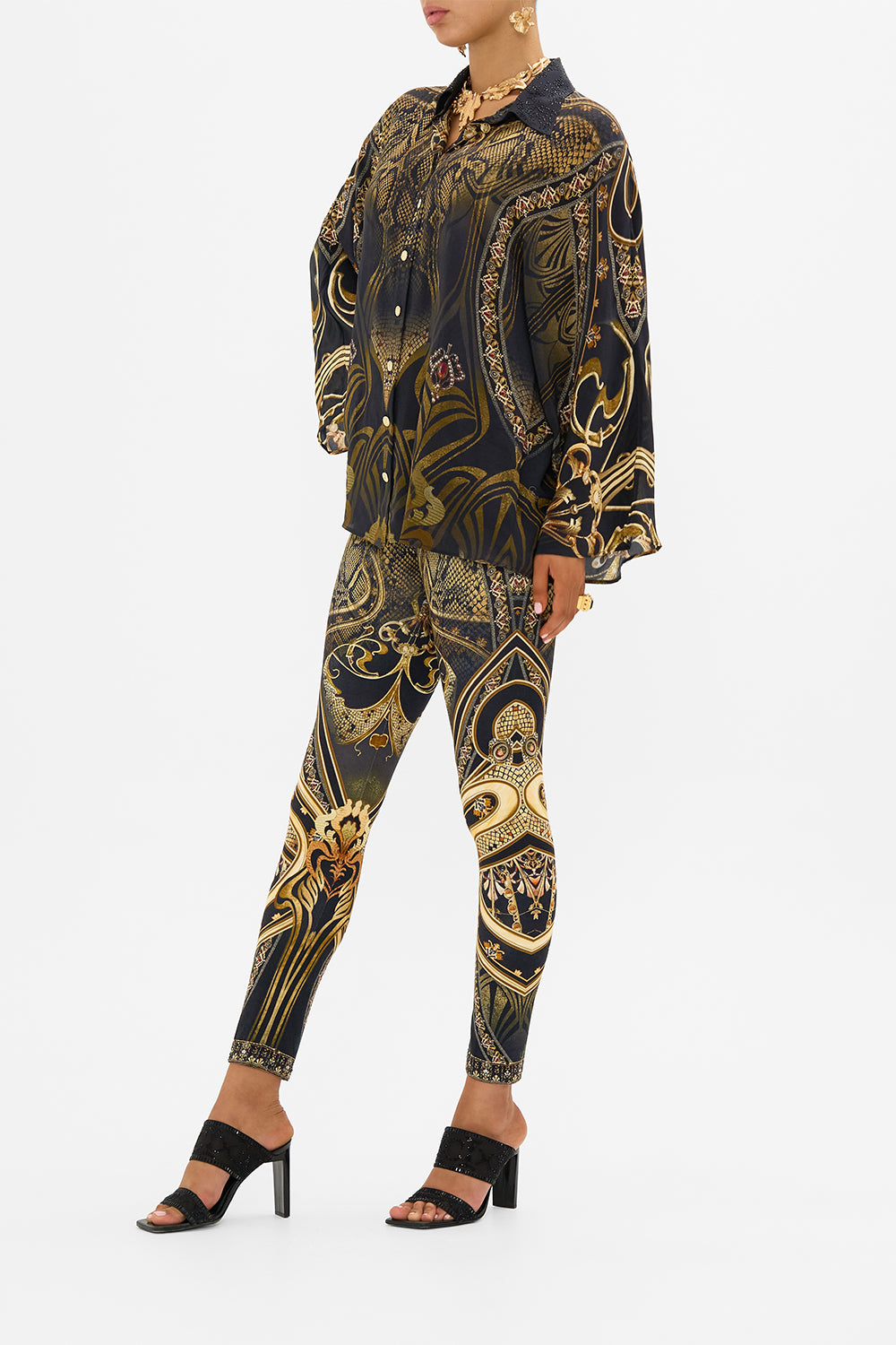 CAMILLA leggings in Nouveau Noir print