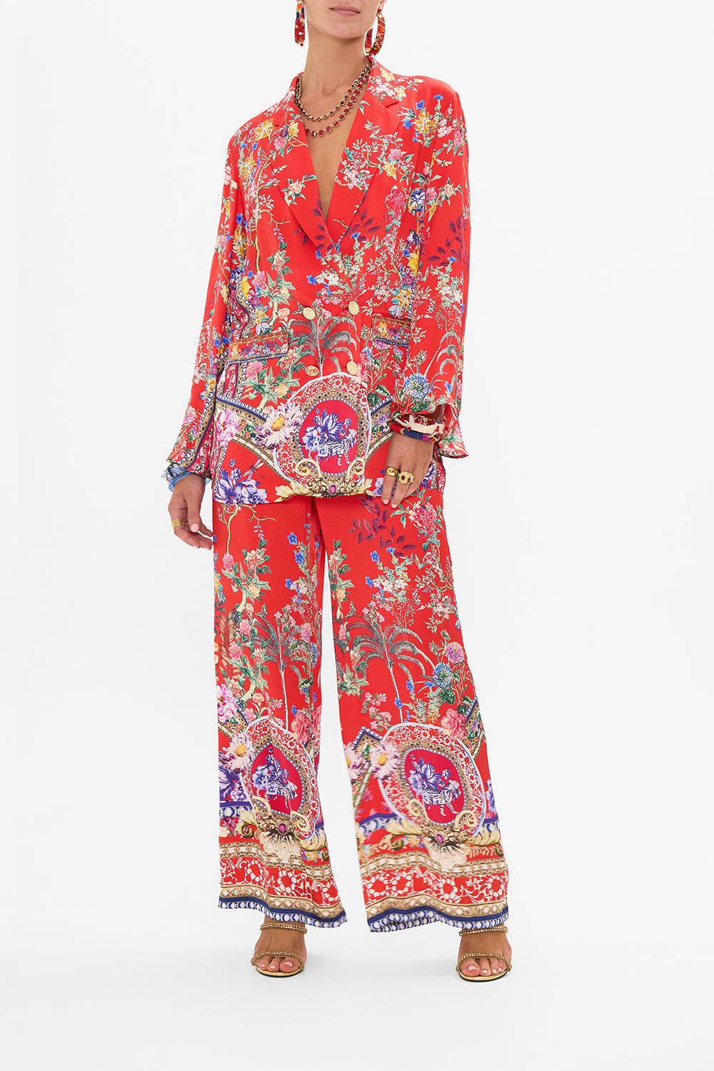 CAMILLA silk floral print blazer in The Summer Palace print
