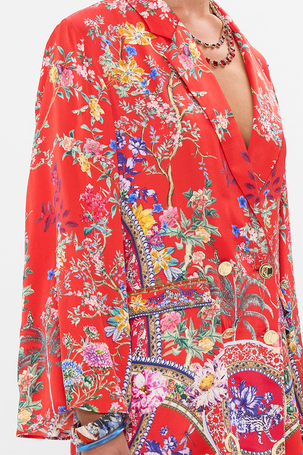 CAMILLA silk floral print blazer in The Summer Palace print
