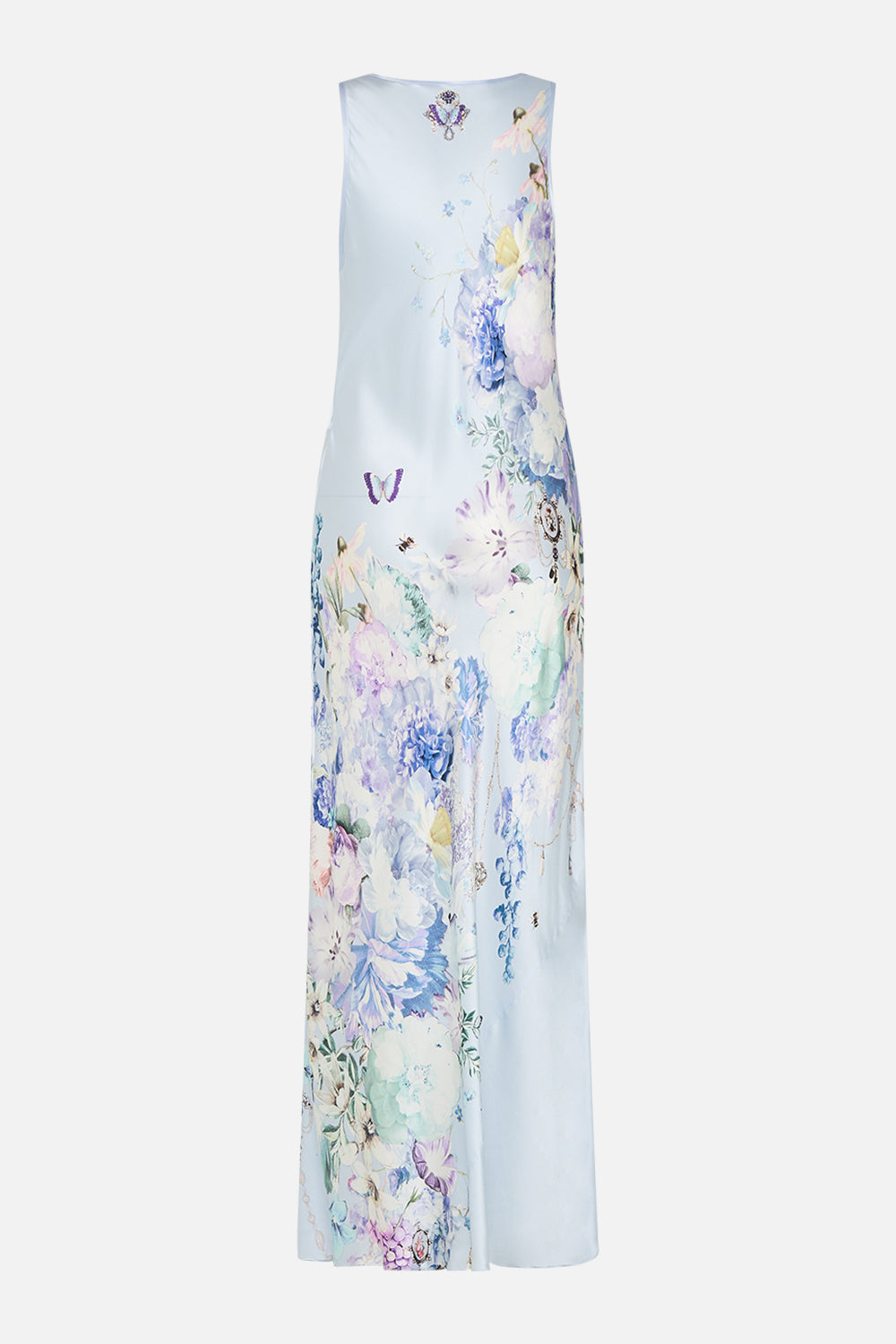 CAMILLA silk bias cut slip dress in Butterfloria print