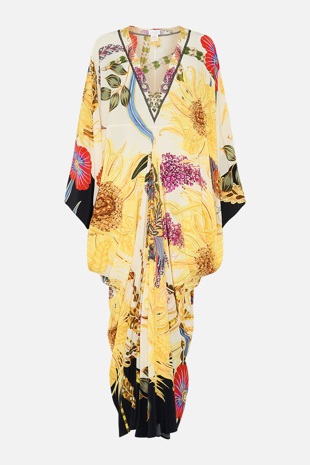 CAMILLA silk kaftan in Sunflowers On My Mind print