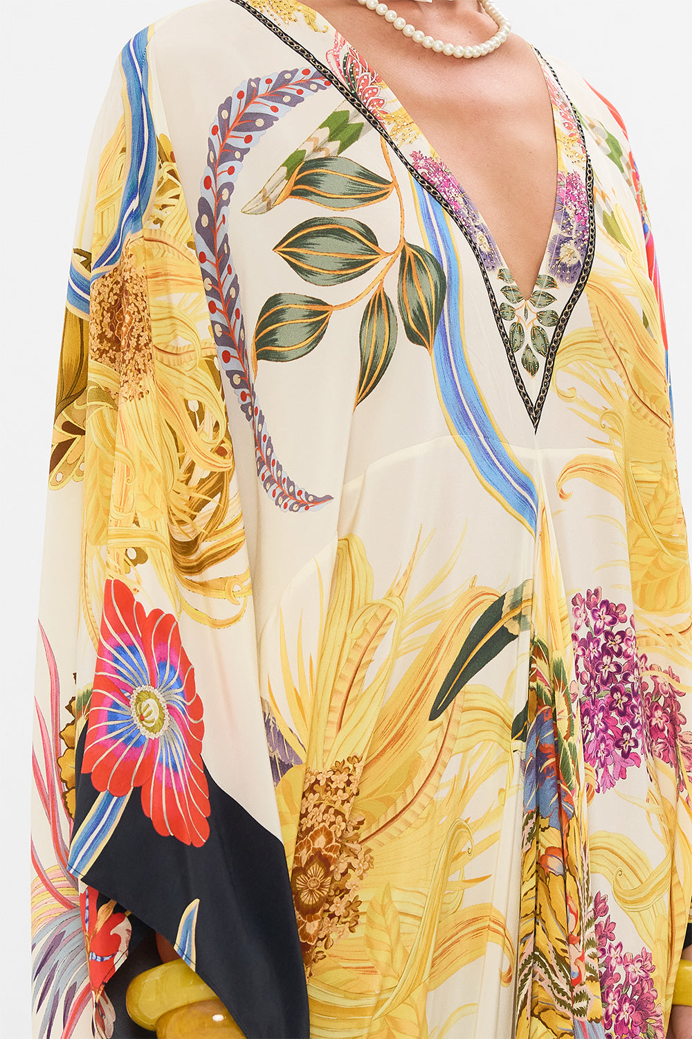 CAMILLA silk kaftan in Sunflowers On My Mind print