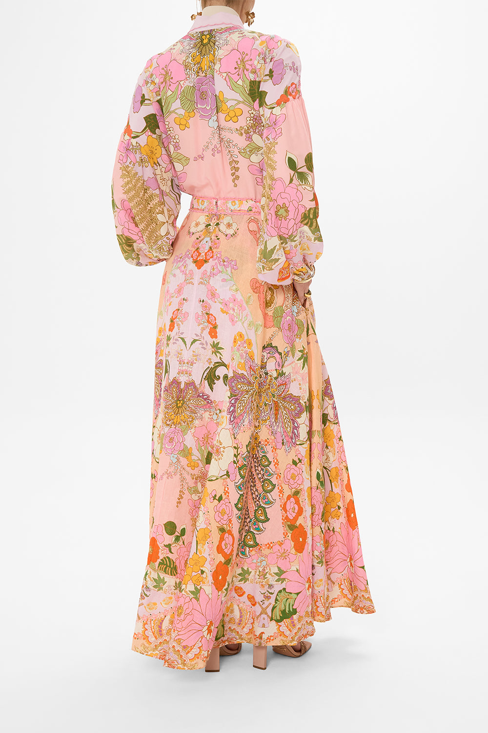 CAMILLA floral print maxi skirt in Clever Clogs print