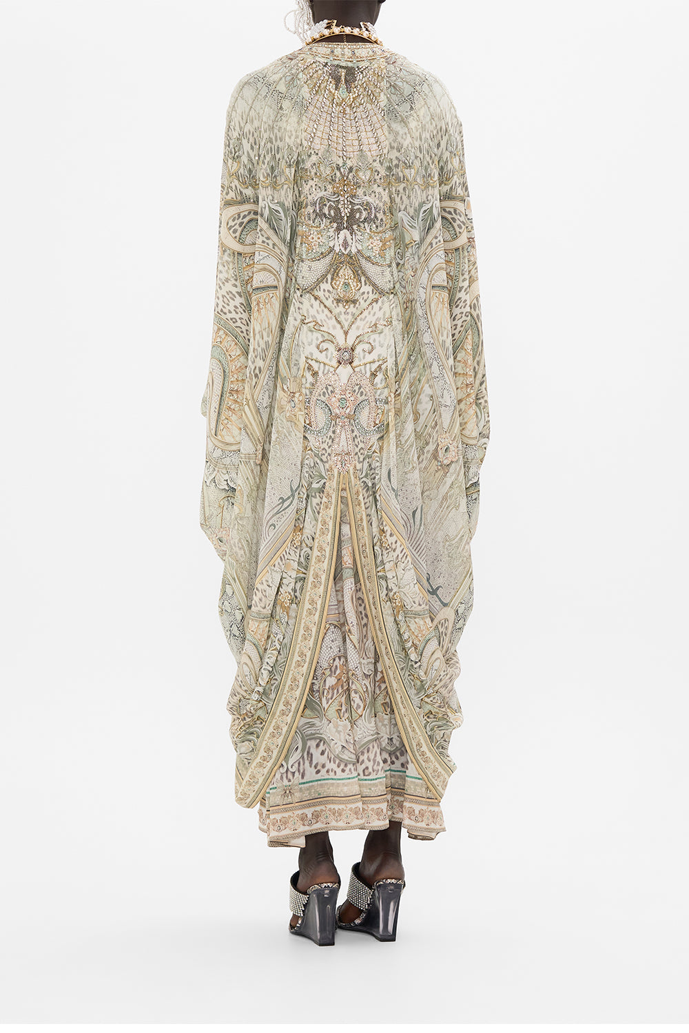 CAMILLA silk layer in Ivory Tower Tales print