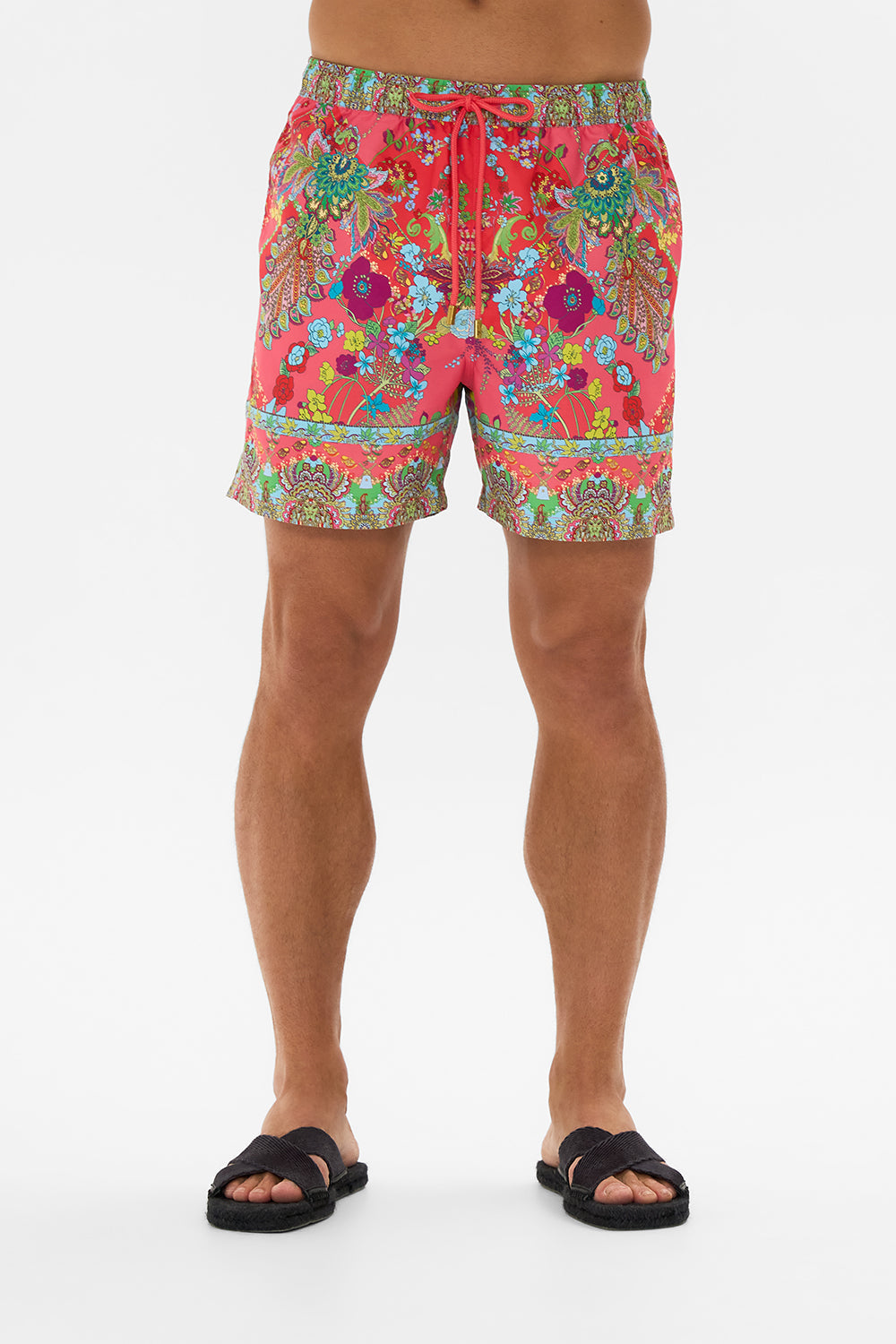 Hotel Franks by CAMILLA pink mid length boardshort in Windmills and Wildflowers