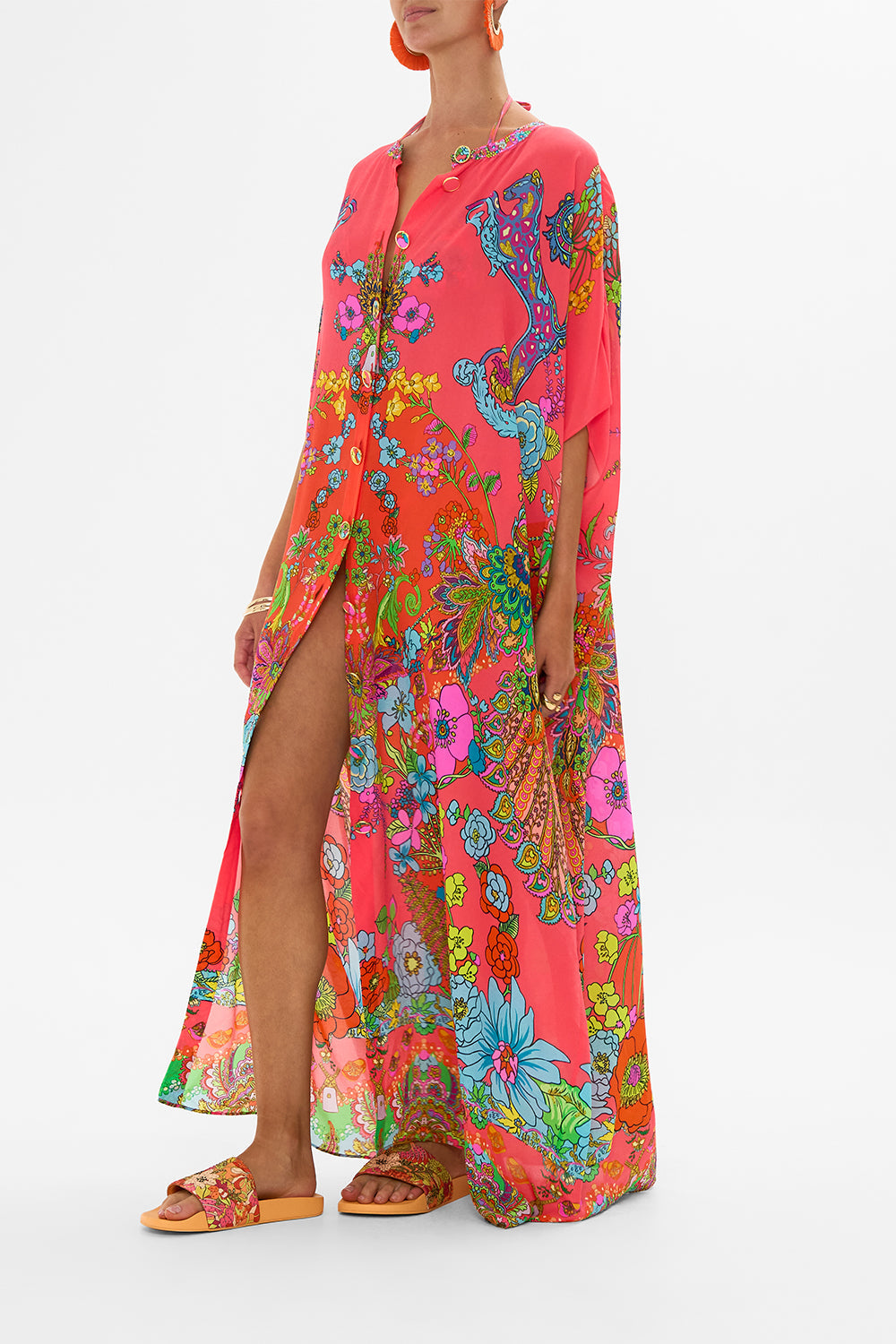 CAMILLA floral silk shrug in Stitched in Time print.