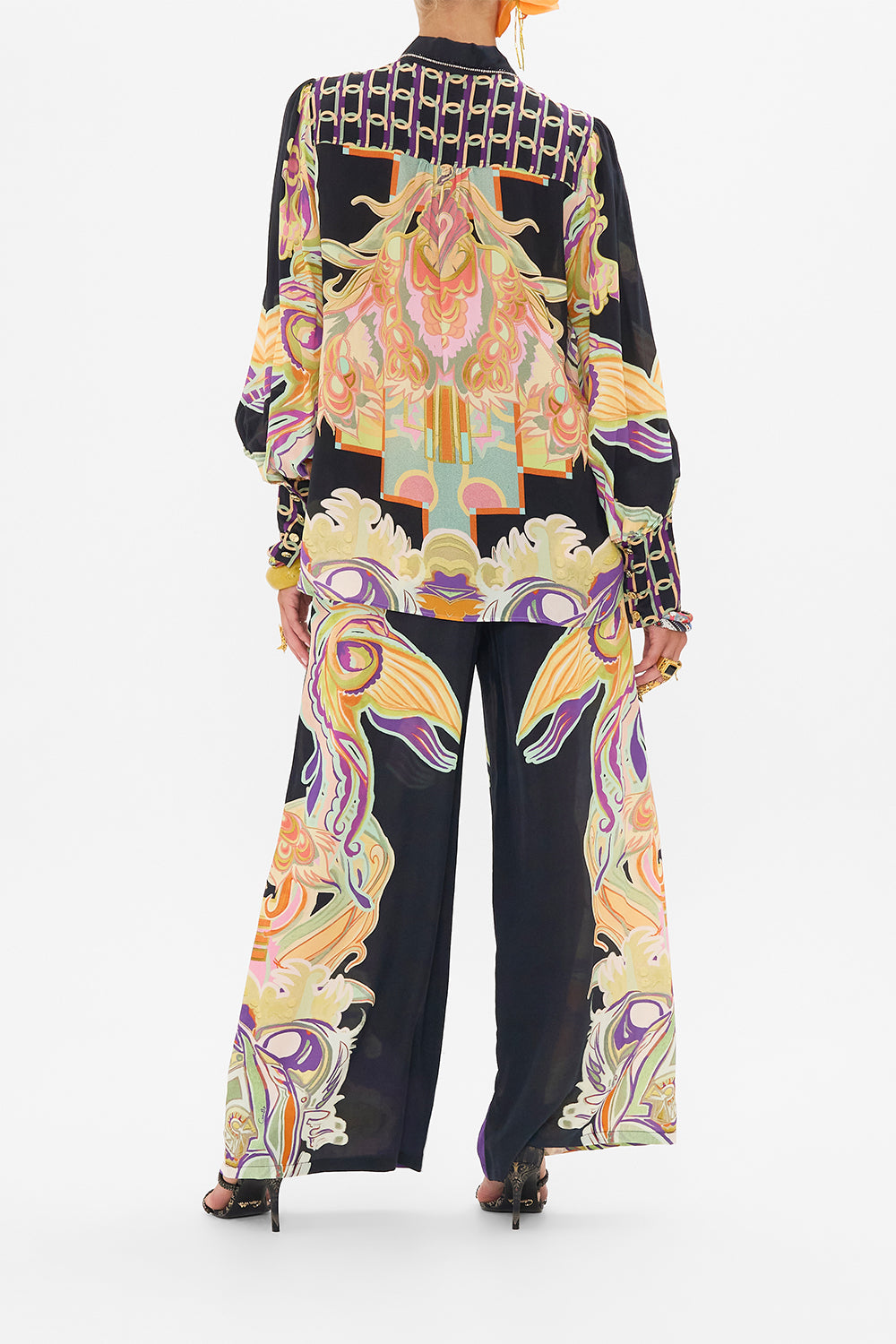 CAMILLA silk blouse in Club Cinemania print