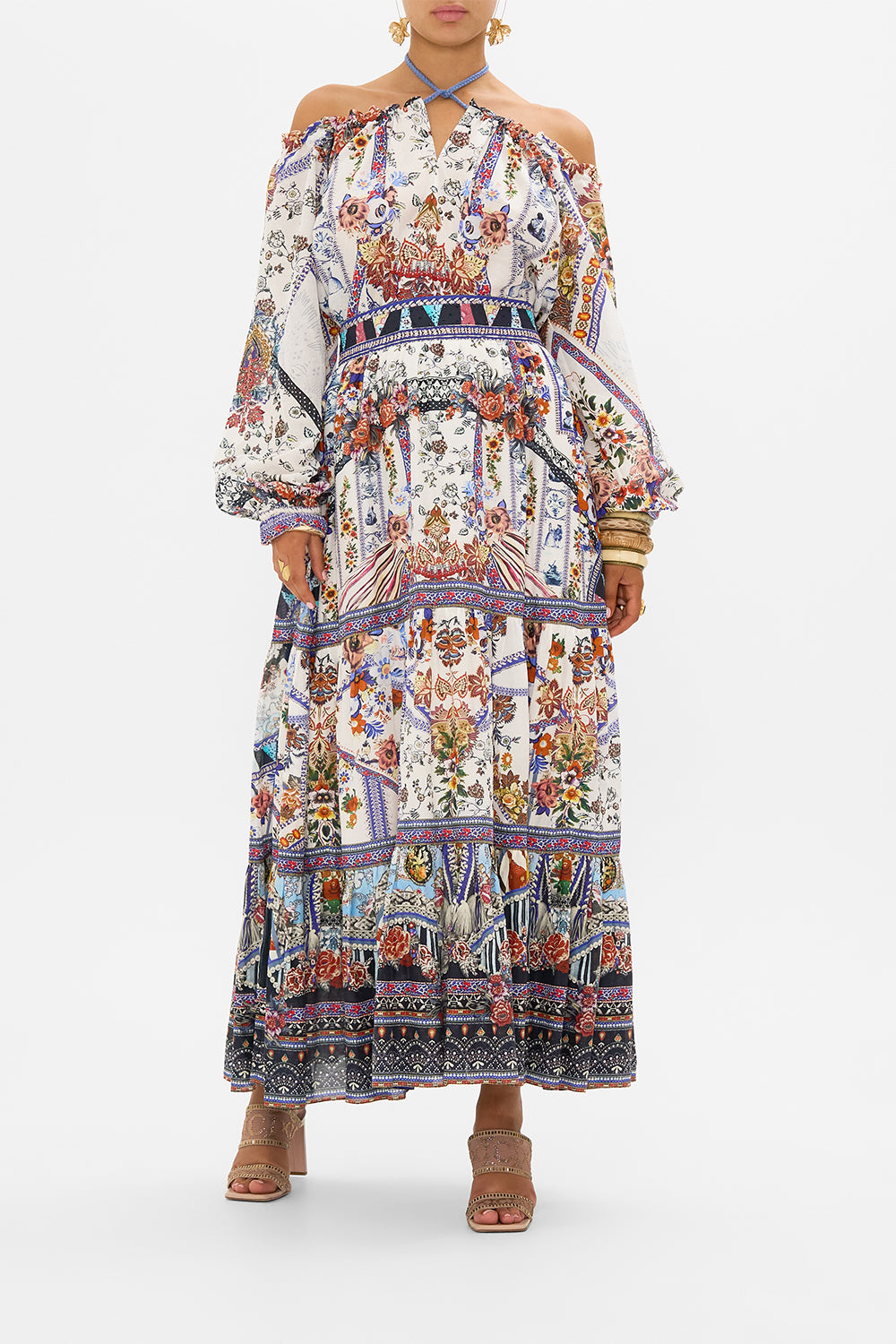 CAMILLA silk blouse in My Folk Art Heart print