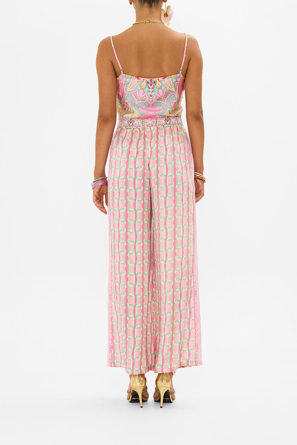 CAMILLA silk bias cut cami in Tea With Tuchinski print