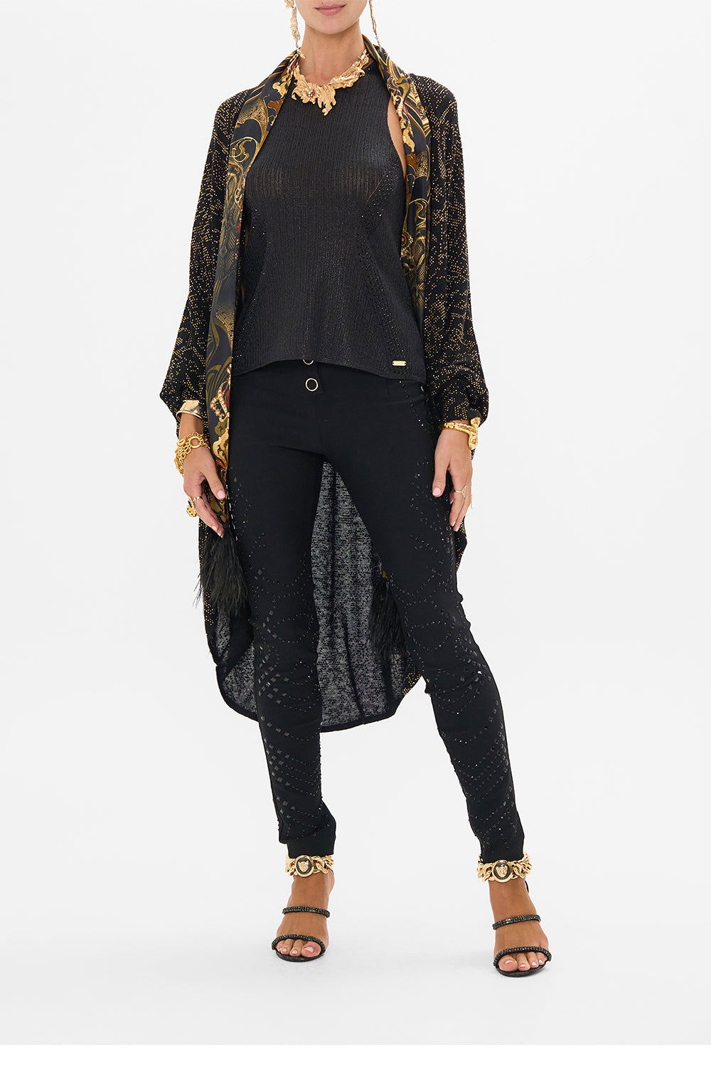 CAMILLA knit cami in Nouveau Noir print