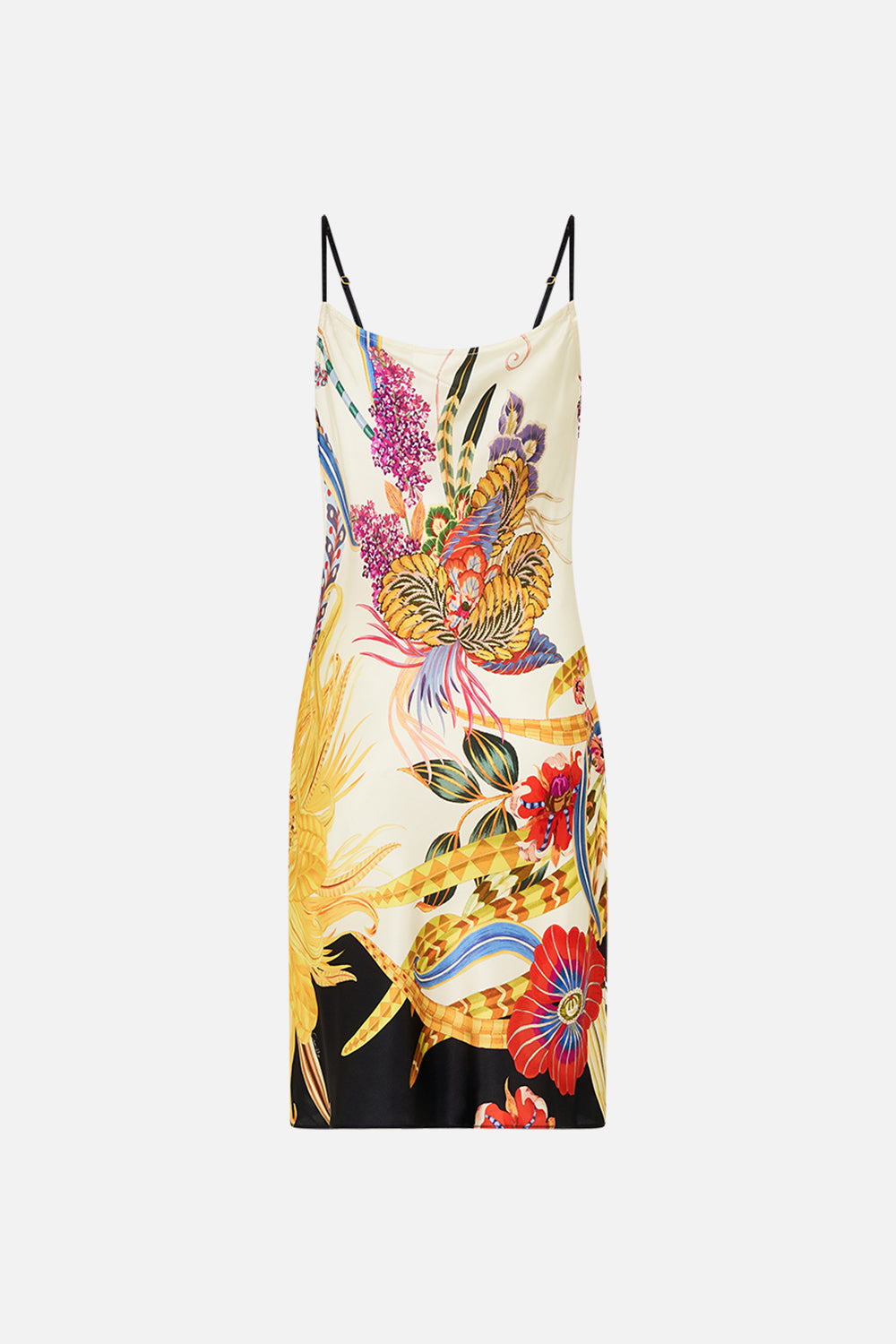CAMILLA silk slip dress in Sunflowers On My Mind print