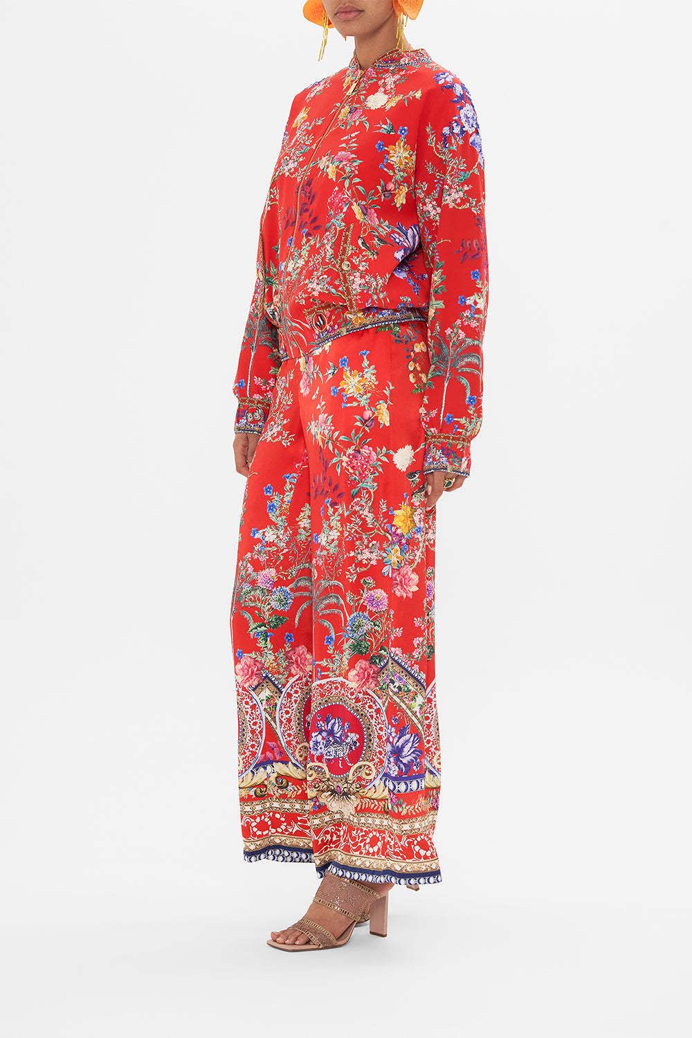 CAMILLA silk floral print bomber jacket in The Summer Palace print