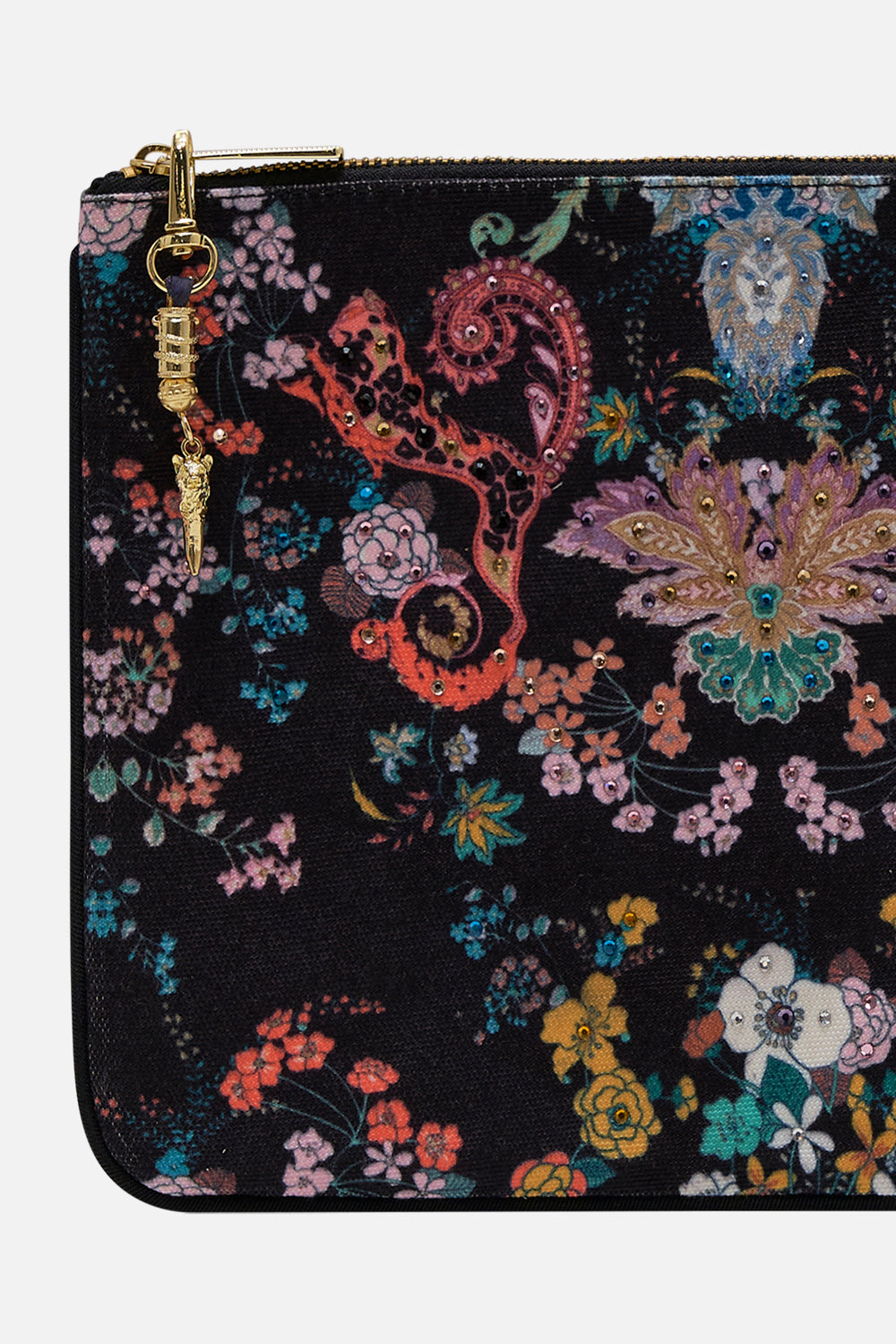 CAMILLA clutch bag in We Wore Folklore print