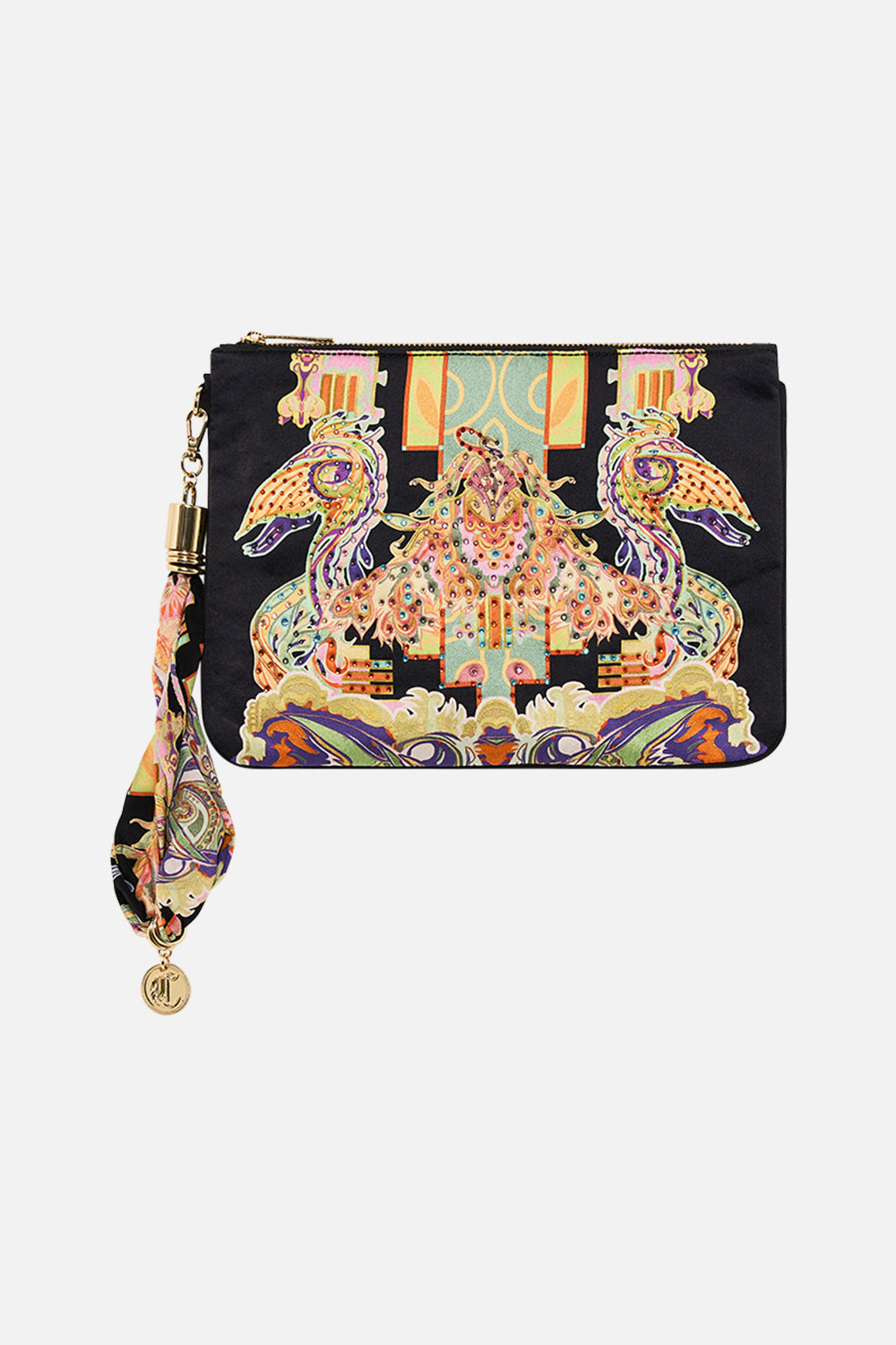 CAMILLA silk clutch bag in Club Cinemania print