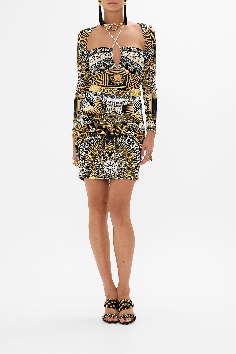 LEOPARD BUTTON ELASTIC BELT GOLD