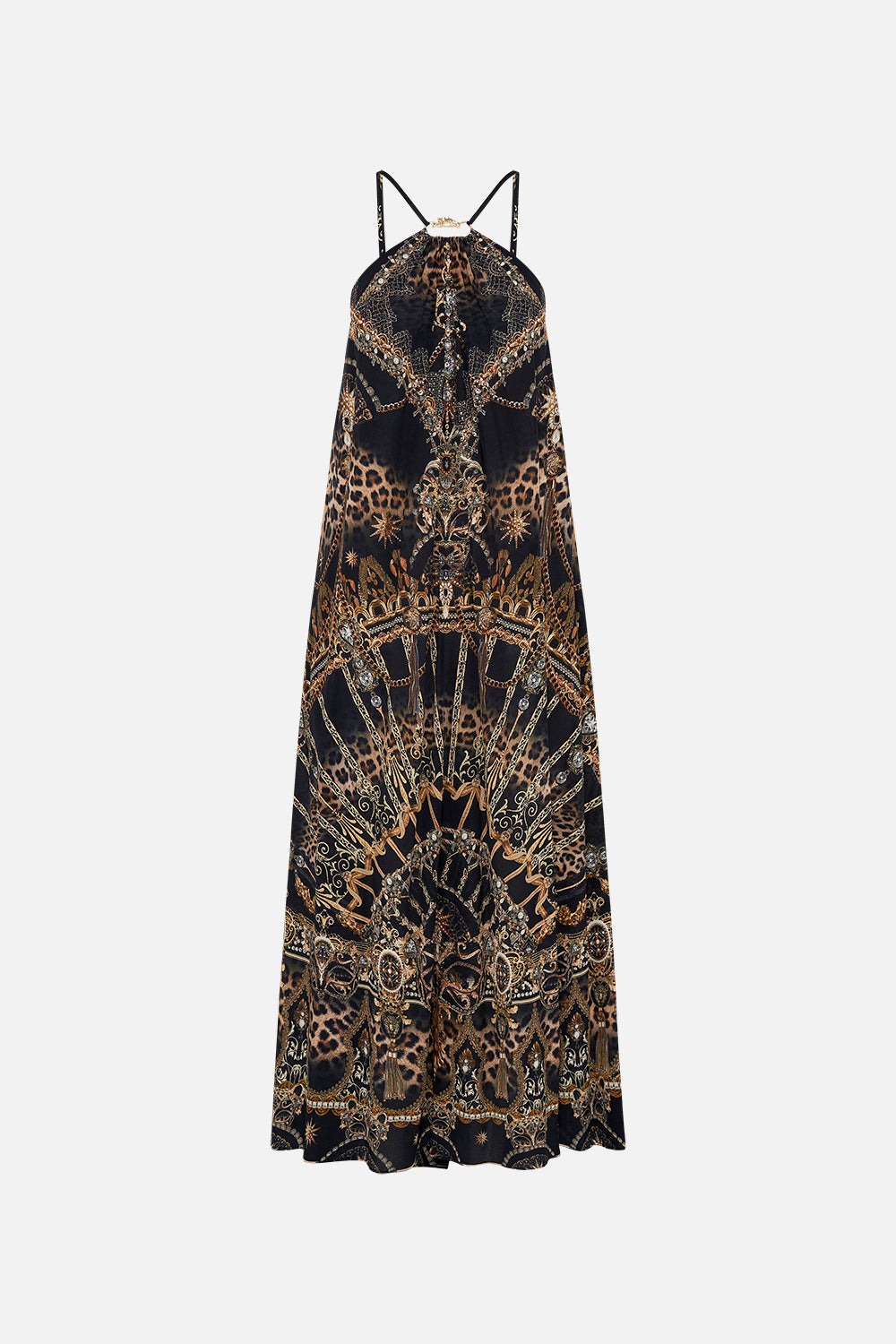 Product view of CAMILLA silk maxi dress in Masked At Moonlight print