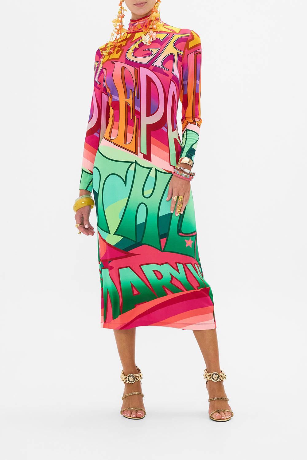 CAMILLA jersey turtleneck in Pure Prism print
