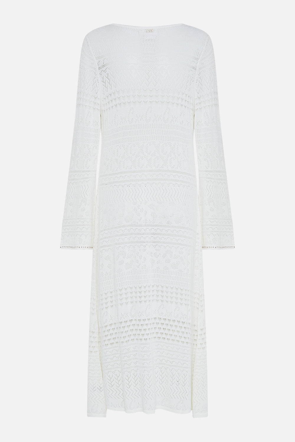 FLARED SLEEVE POINTELLE KNIT LAYER SEA CHARM