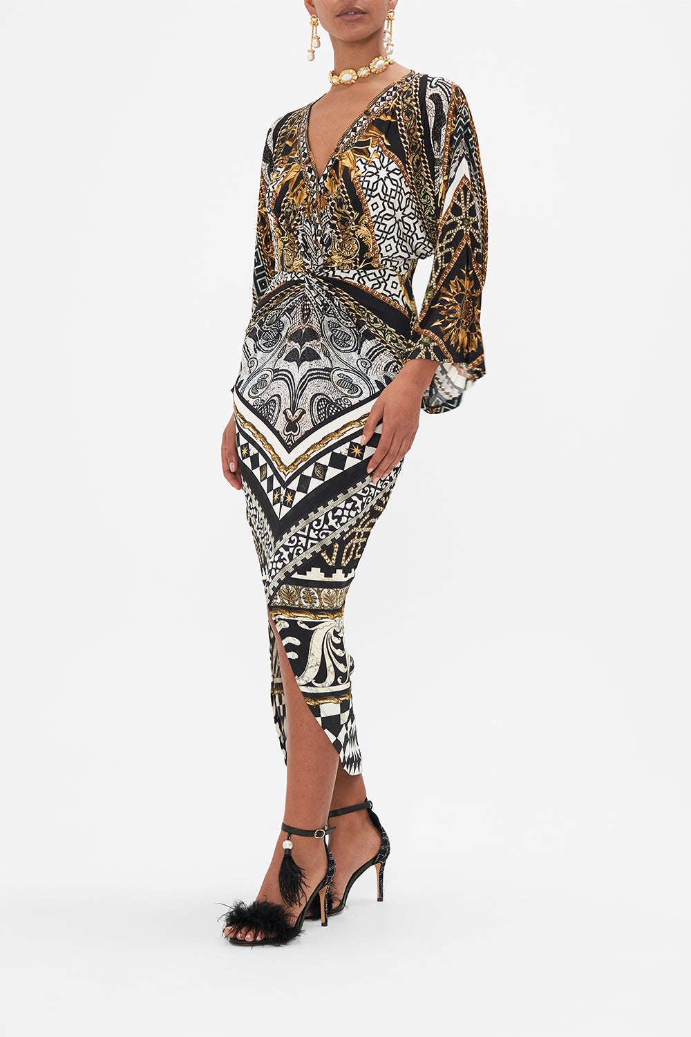 LONG SPLIT FRONT TWIST DRESS LOOK UP TESORO