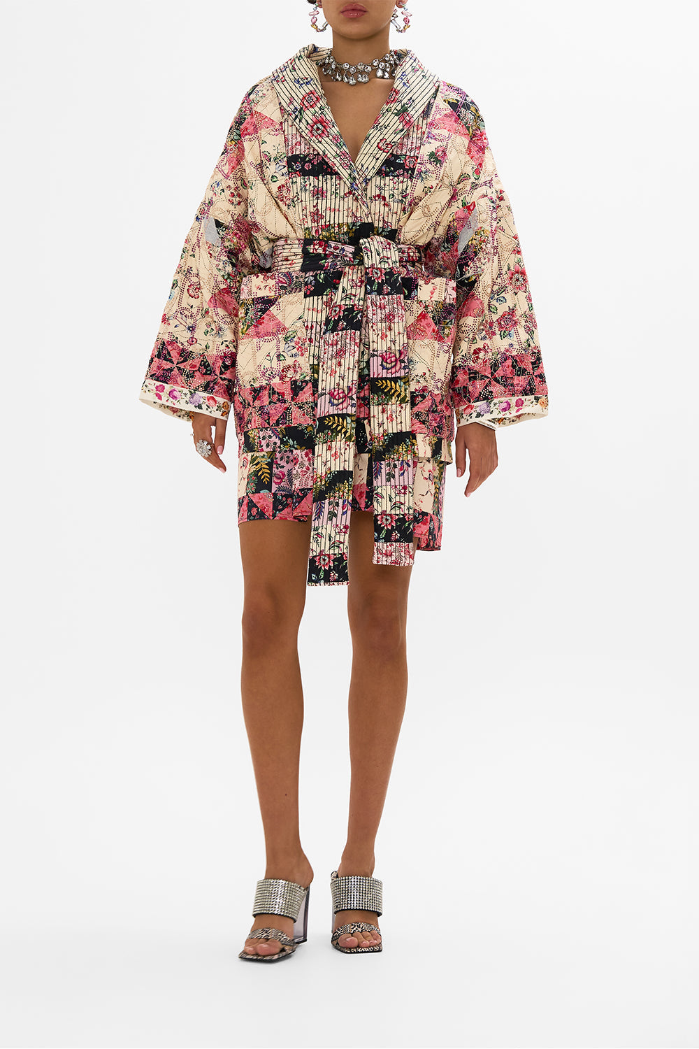 CAMILLA Floral Reversible Quilted Coat in Patchwork Poetry