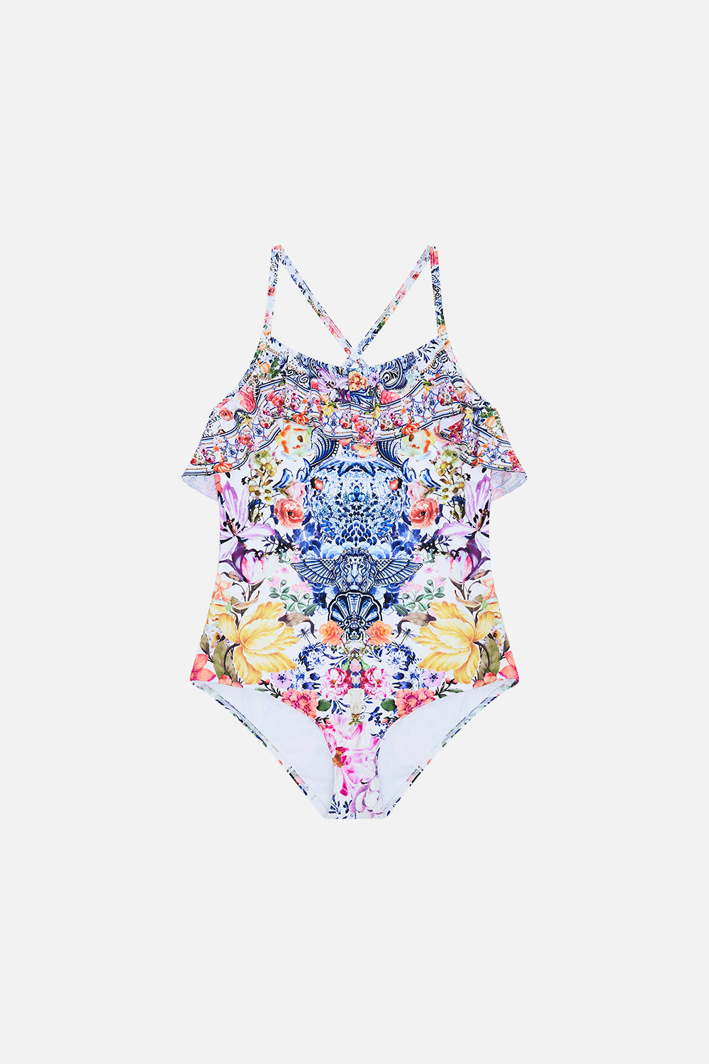 Front product view of Milla by CAMILLA kids swimsuit in Dutch Is Life print