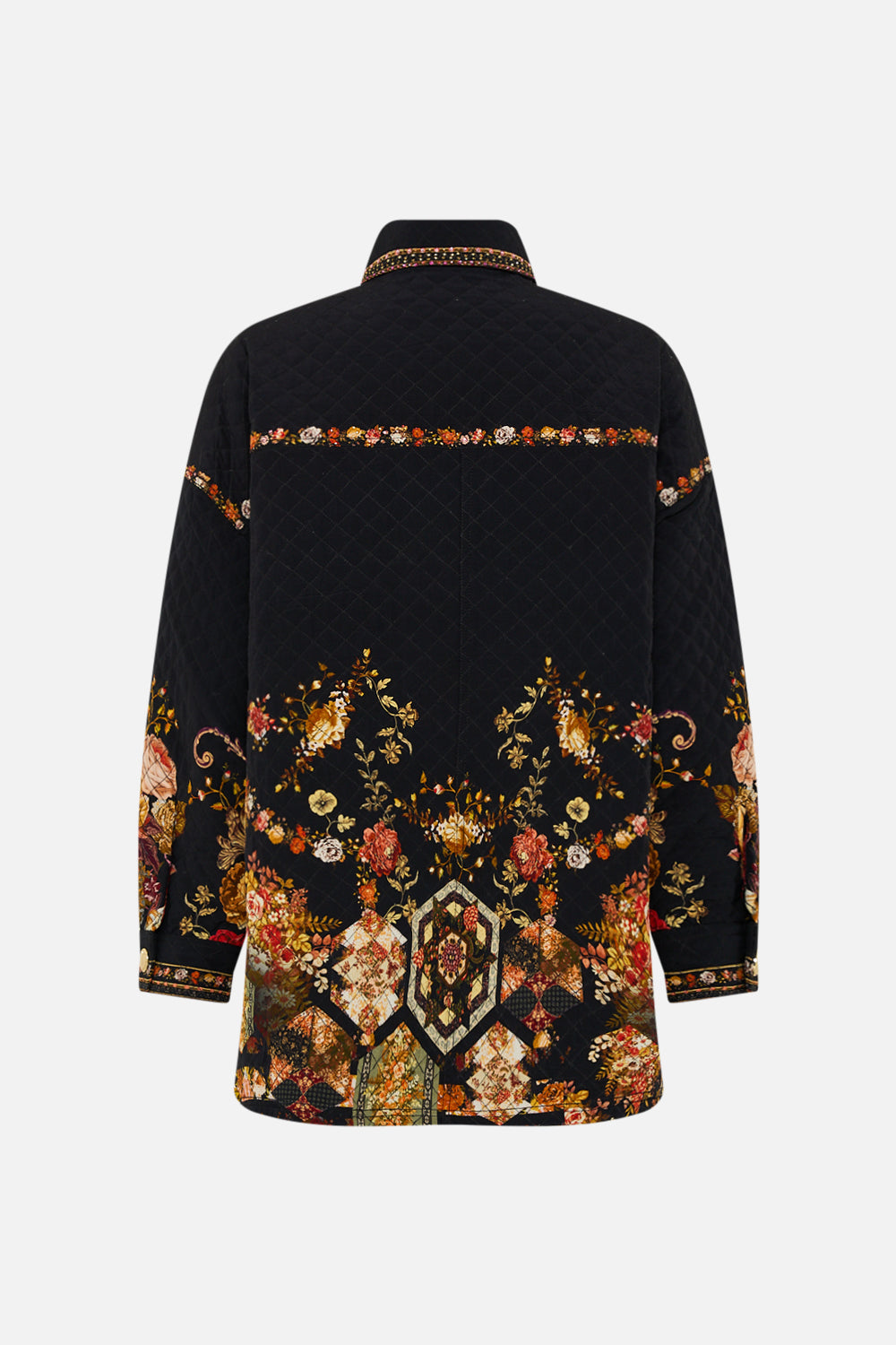 CAMILLA Floral Quilted Shacket in Stitched In Time print.