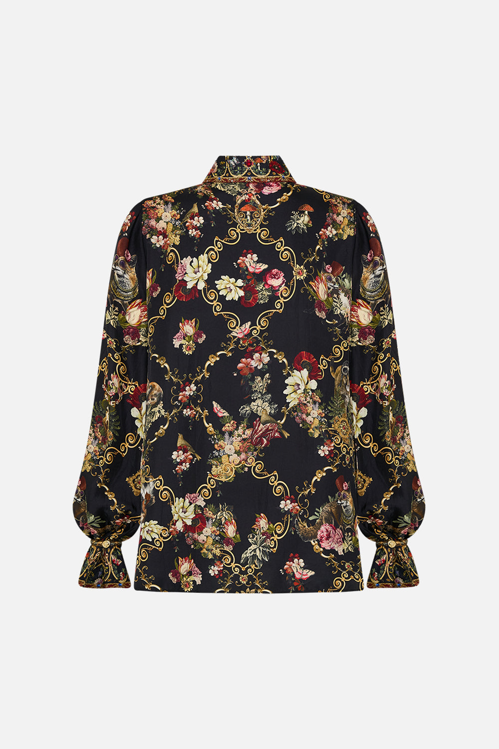 CAMILLA Floral Curved Collar Blouse with Pockets in Told in the Tapestry
