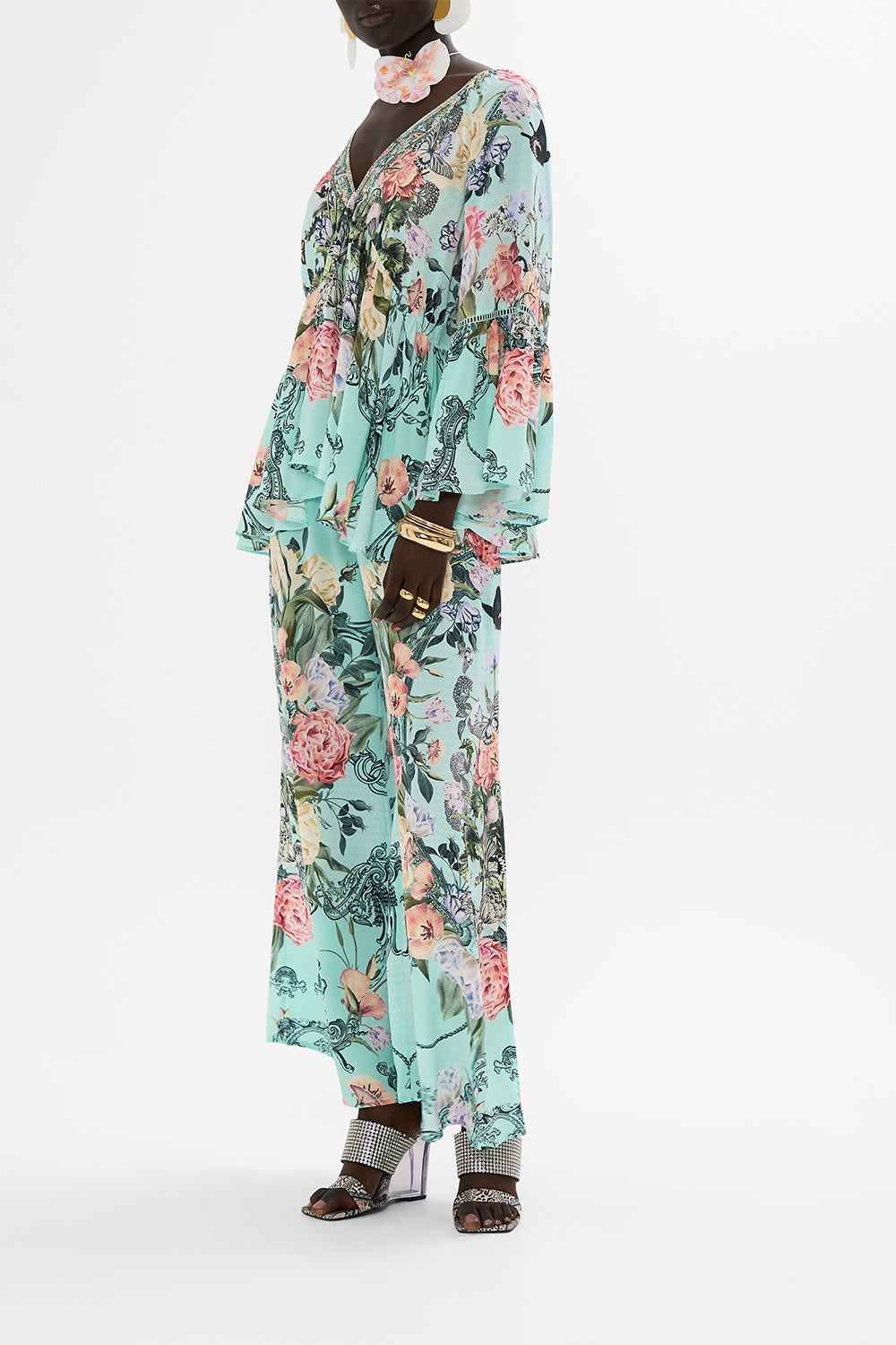 CAMILLA floral coin and phone purse in Stitched in Time print.