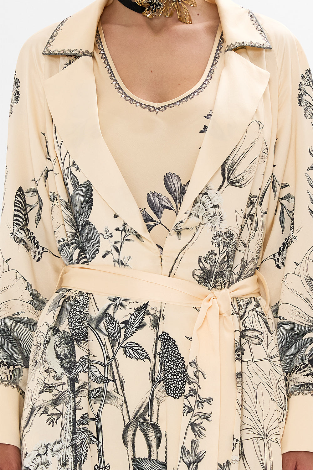 CAMILLA Multi Soft Trench with French Cuff in Etched into Eternity print