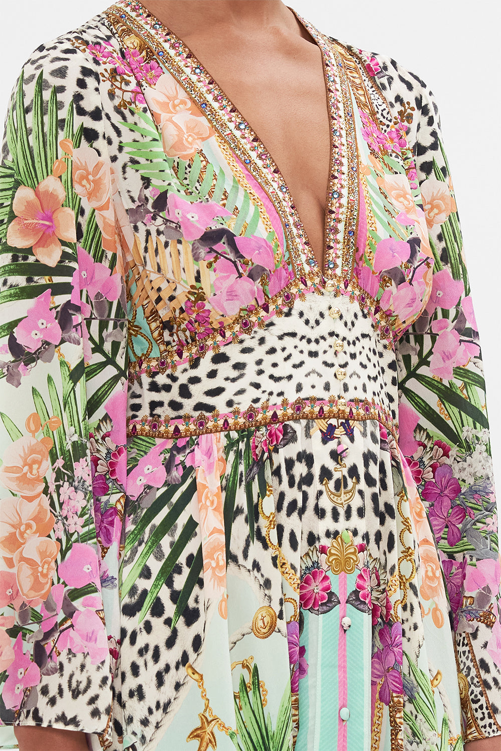 KIMONO SLEEVE DRESS WITH SHIRRING DETAIL DEAR AMORE MIO