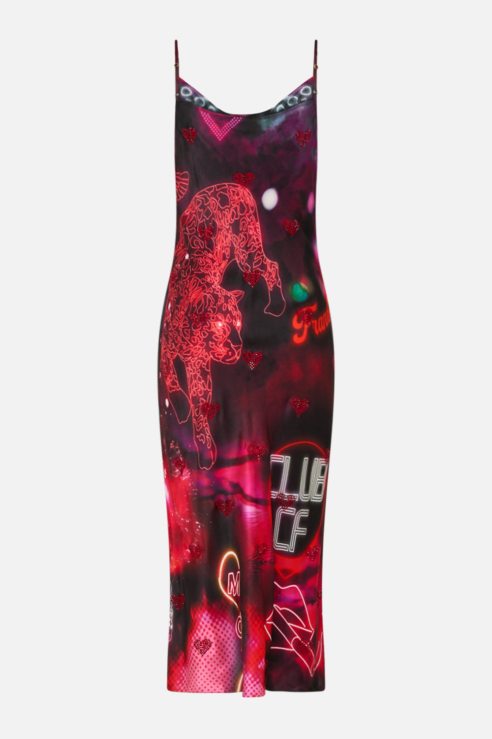 CAMILLA Black Long Bias Slip in Electric Loveland