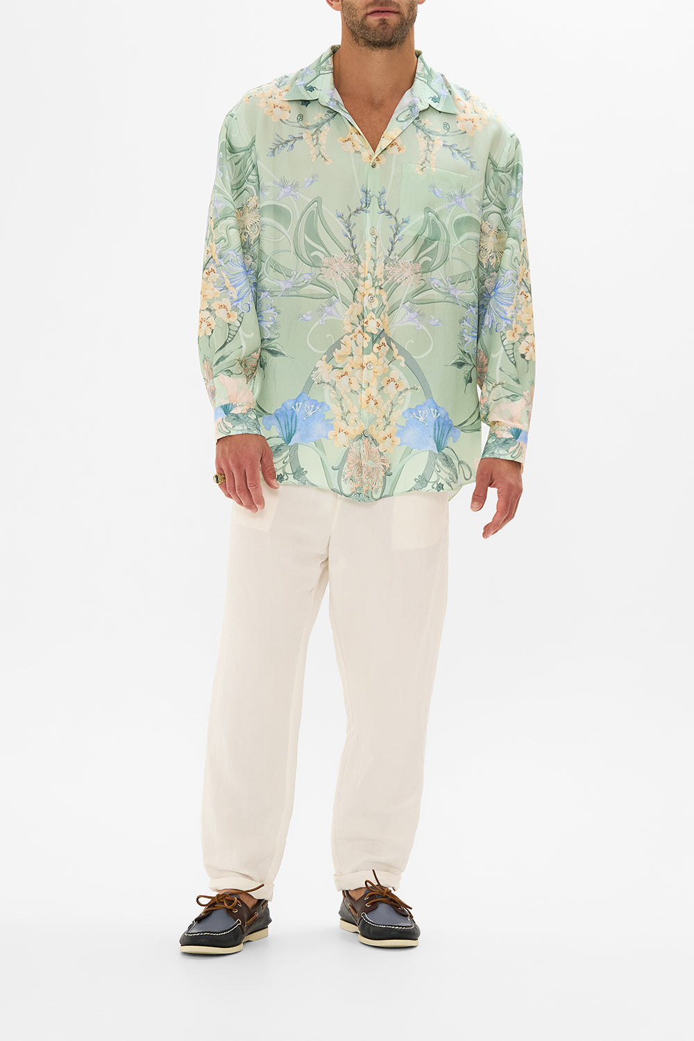 Hotel Franks by CAMILLA blue mens oversized shirt in Dreaming in Dutch