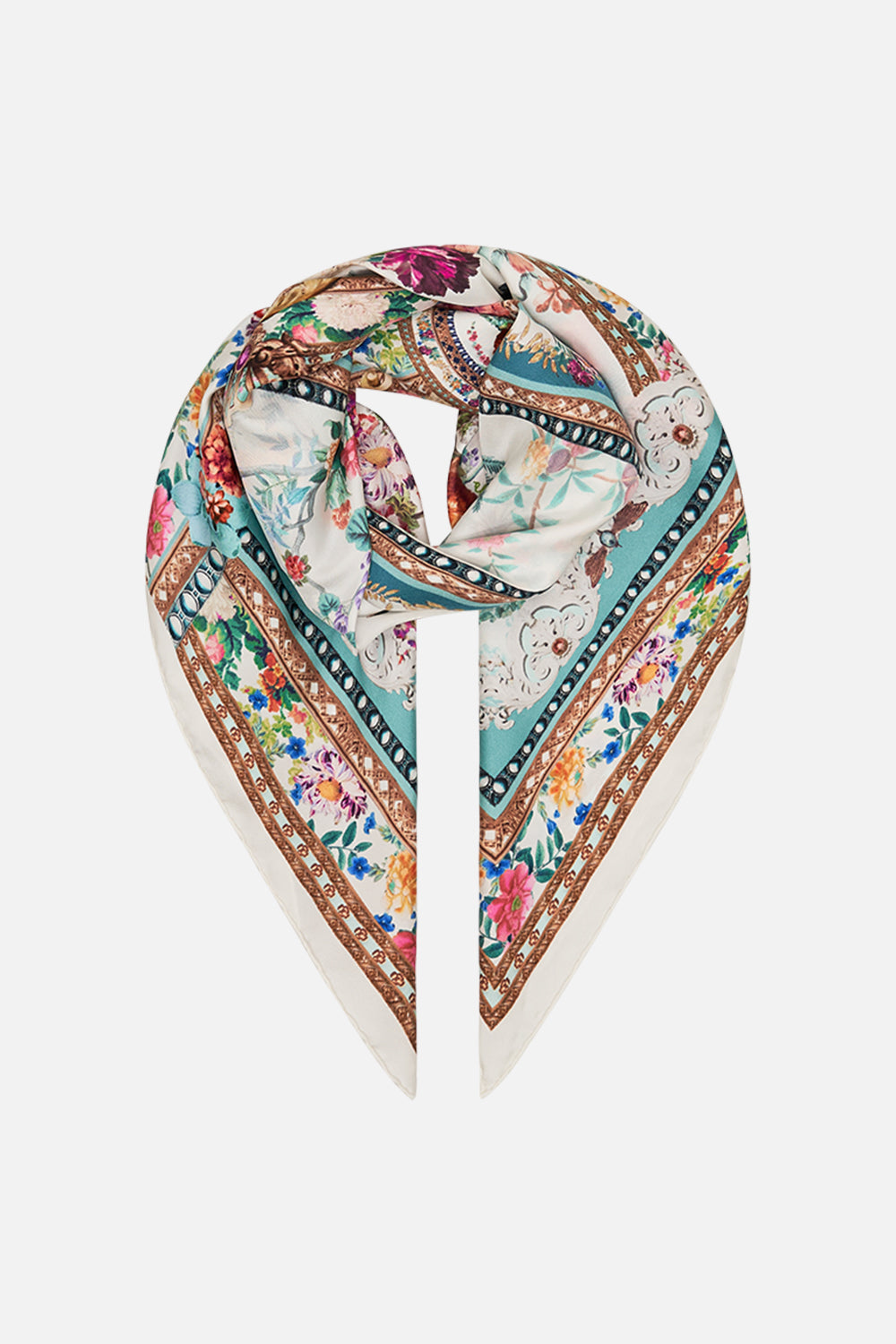 CAMILLA silk scarf in Plumes and Parterres print