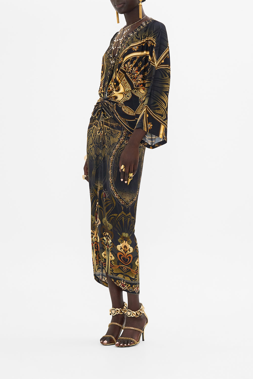 CAMILLA maxi dress in Nouveau Noir print