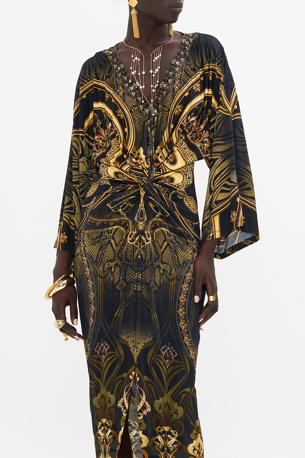 CAMILLA maxi dress in Nouveau Noir print