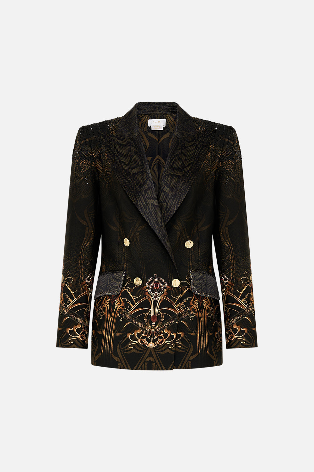 CAMILLA silk jacket in Nouveau Noir print