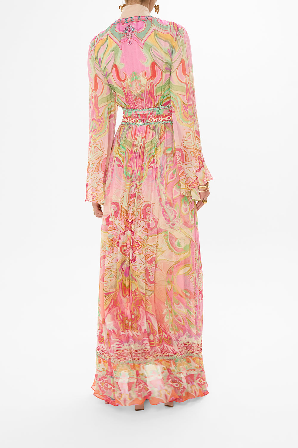 CAMILLA flared sleeve dress in Tea With Tuchinski print