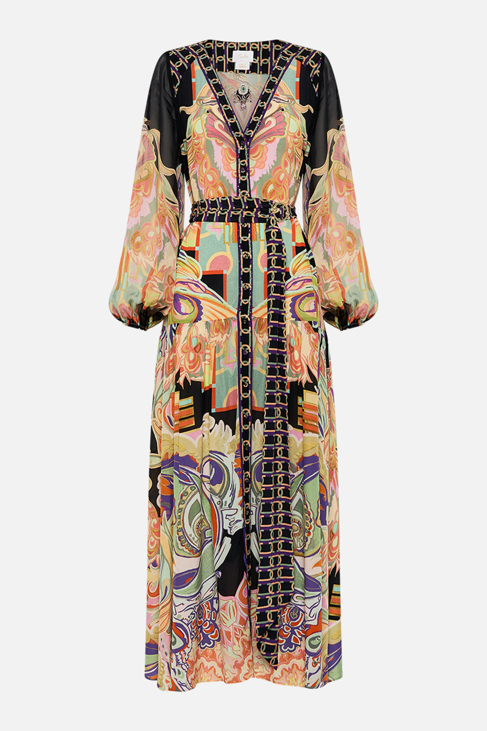 CAMILLA dress with belt in Club Cinemania print