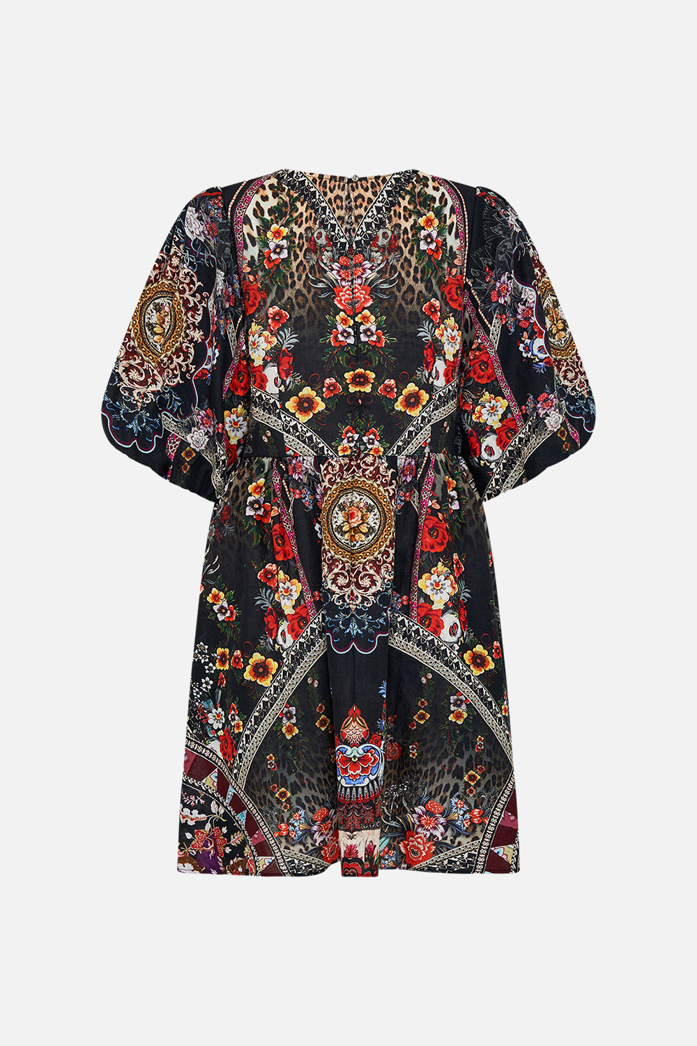 CAMILLA puff sleeve mini dress in Volendam Dolls print