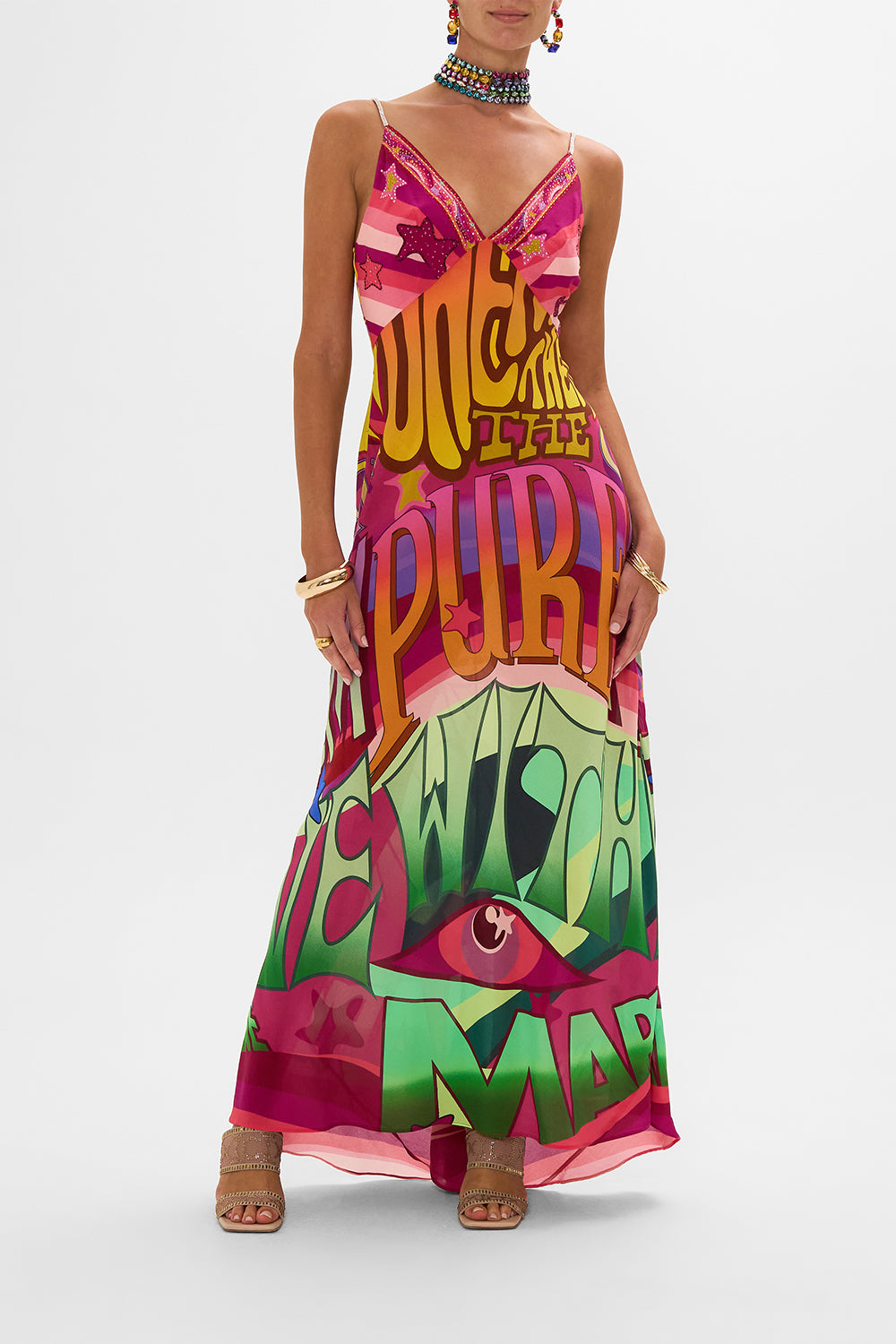 CAMILLA silk maxi dress in Pure Prism print